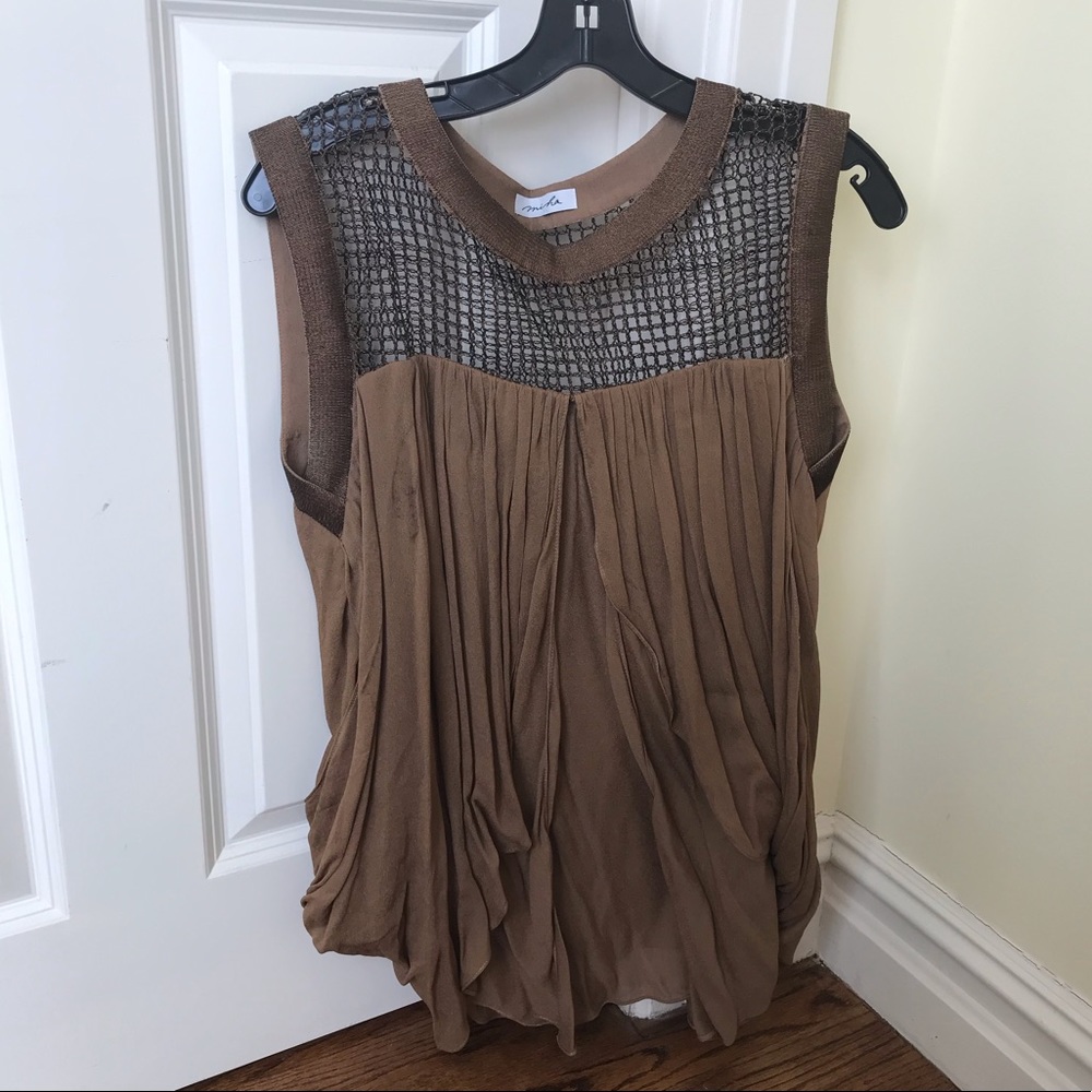 Miha Brown Netted Chiffon Top